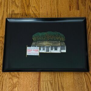 Vintage Couroc of Monterey MCM Black CARROLL'S TEA ROOM Tray Charlottesville VA